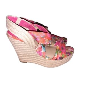 Gianni Bini Floral Strappy  Wedge Heel Spring Summer Sandals Wome…
